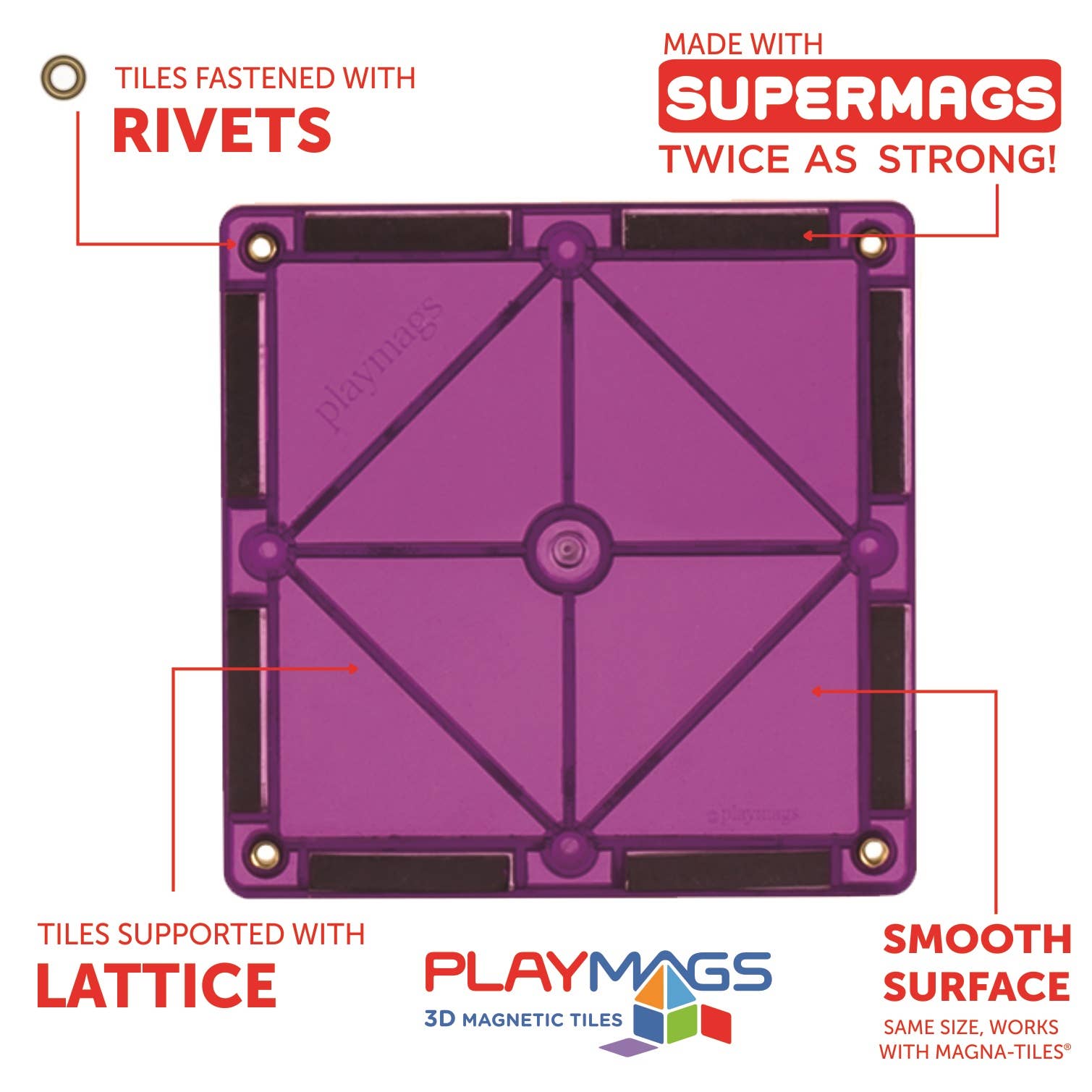 The Toy Group - Wholesale Building Set - Kids - Playmags 100 Piece Building Blocks Magnet Educational Set3