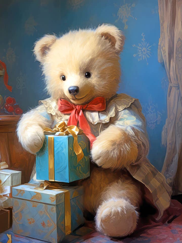 Classic Christmas Teddy's Gifts for wholesale by Singing Crow Studio - Classic Christmas Art Prints
