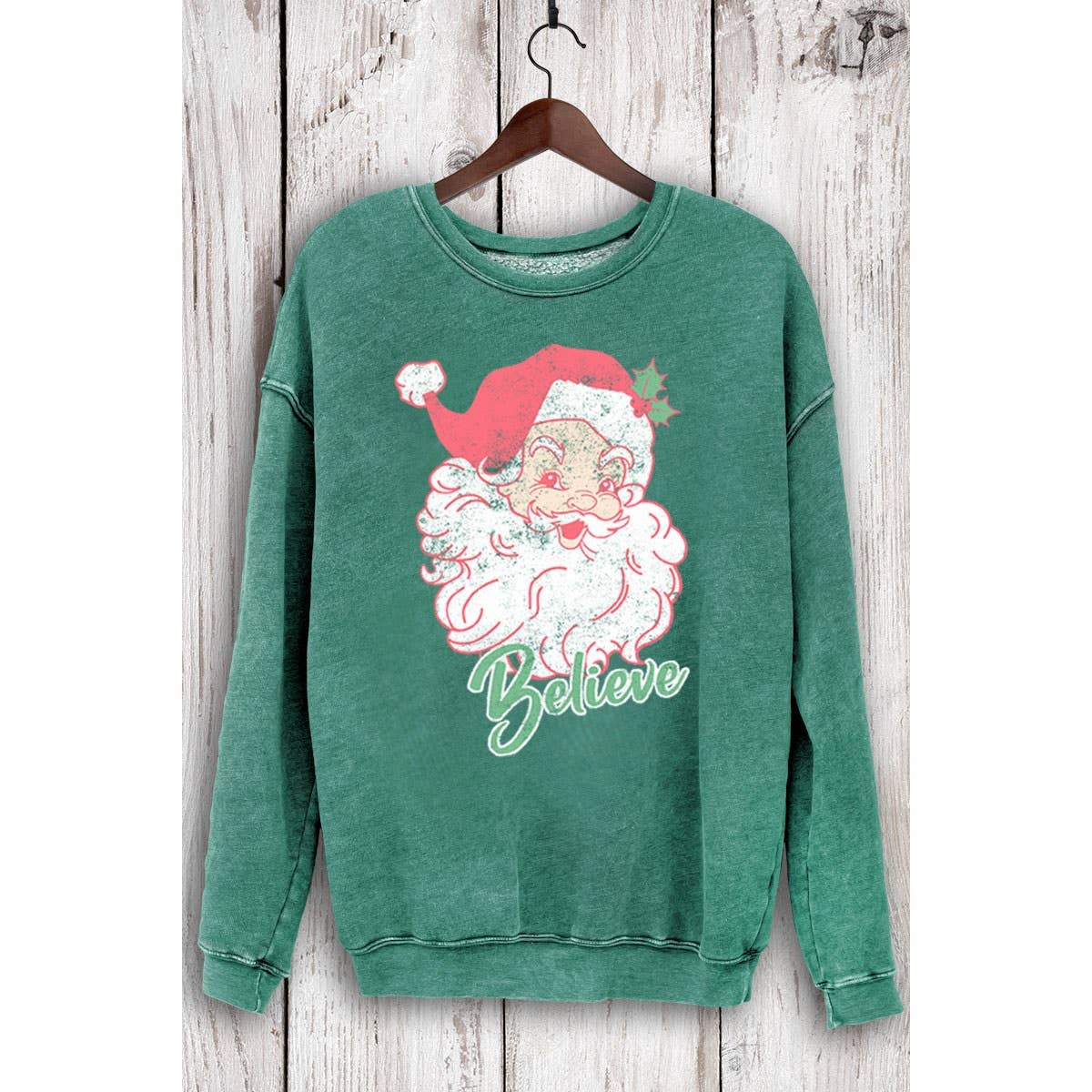 HRTandLUV - Wholesale Sweatshirt - Women's - BELIEVE SANTA MINERAL SWEATSHIRTS0