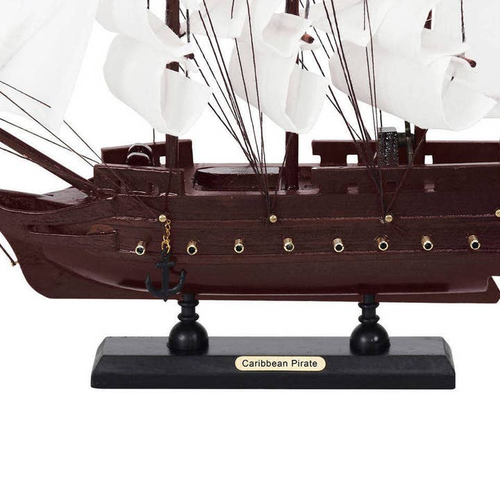 Hampton Nautical - Vente Décorations de table - Caribbean Pirate White Sails Maquette Bateau Pirate 12"