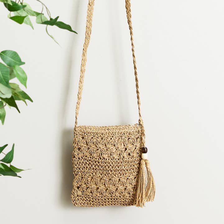 Hadley Wren - Wholesale Crossbody Bag - Women's - Straw Crossbody Bag - Natural1