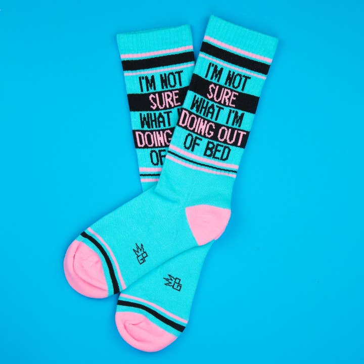 Gumball Poodle - Wholesale Socks - Unisex - I'm Not Sure What I'm Doing Out Of Bed Gym Crew Socks1