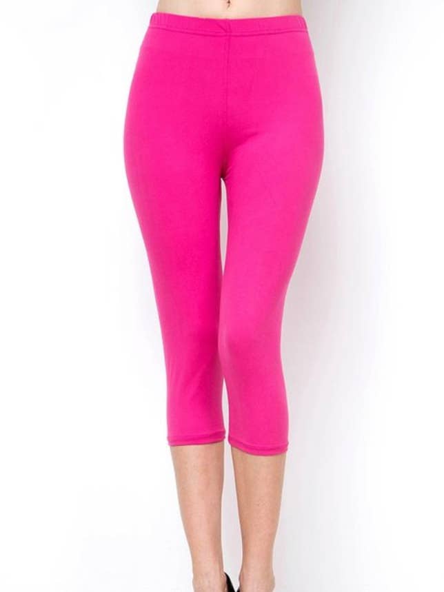 Effen fuchsia felroze CAPRI stijl ONE SIZE legging voor wholesale door Love 4 Leggings