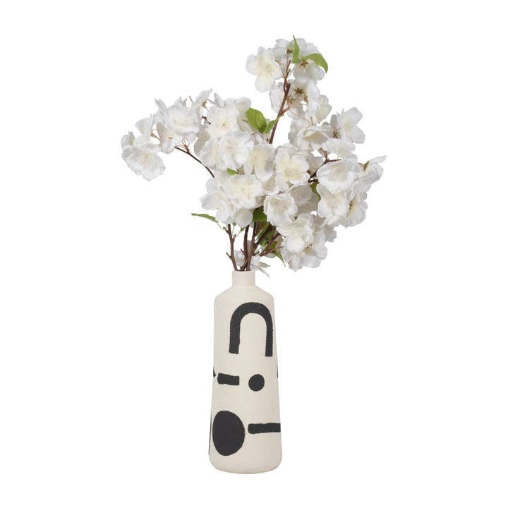 Sagebrook Home - Wholesale Vase - Ivory 10 in. Ceramic Cylinder Boho Funky Bulbous Vase