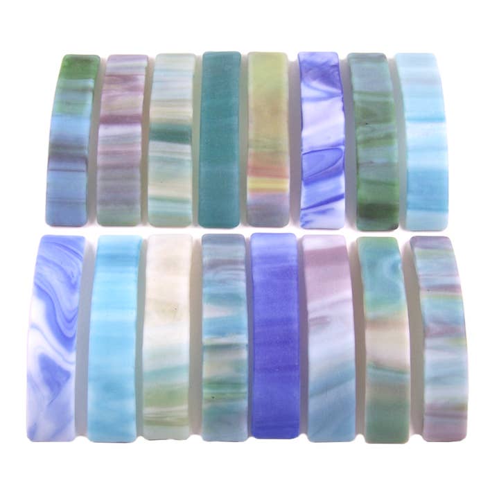 Glass Town USA – wholesale Hårspänne - Dam – Strand Glas Barrettes frostat Glas Blå Grön Tan Pastell