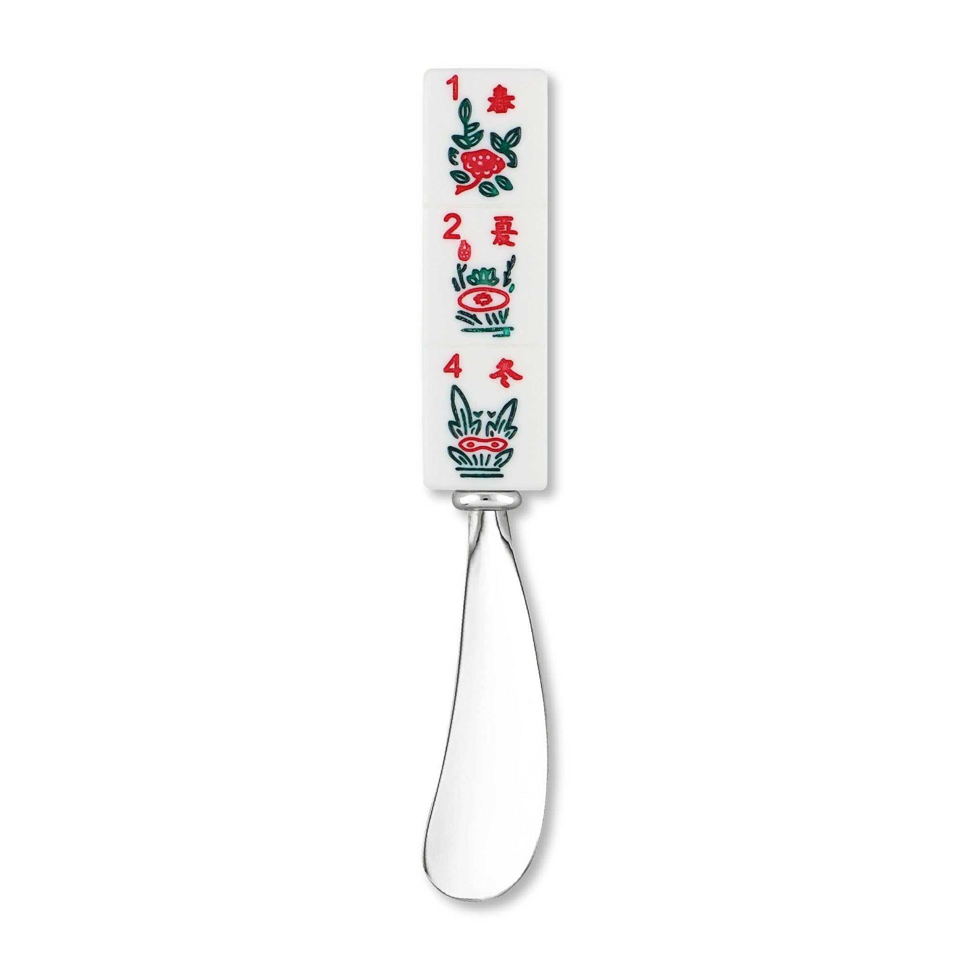 Supreme Housewares - Wholesale Cheese Spreader - 2-Piece Mahjong Flowers Zinc Cheese Spreader1