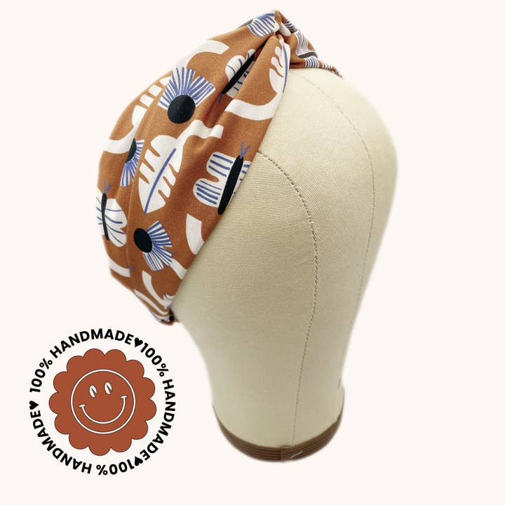 Terracotta Floral Twist Headbands With Elastic For Women for wholesale by ELSE