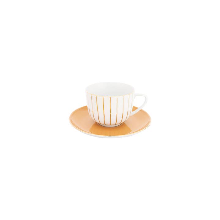 Golden Orbit Tea Cup + Saucer (Set of 4) for wholesale by CASANOI by Porcel