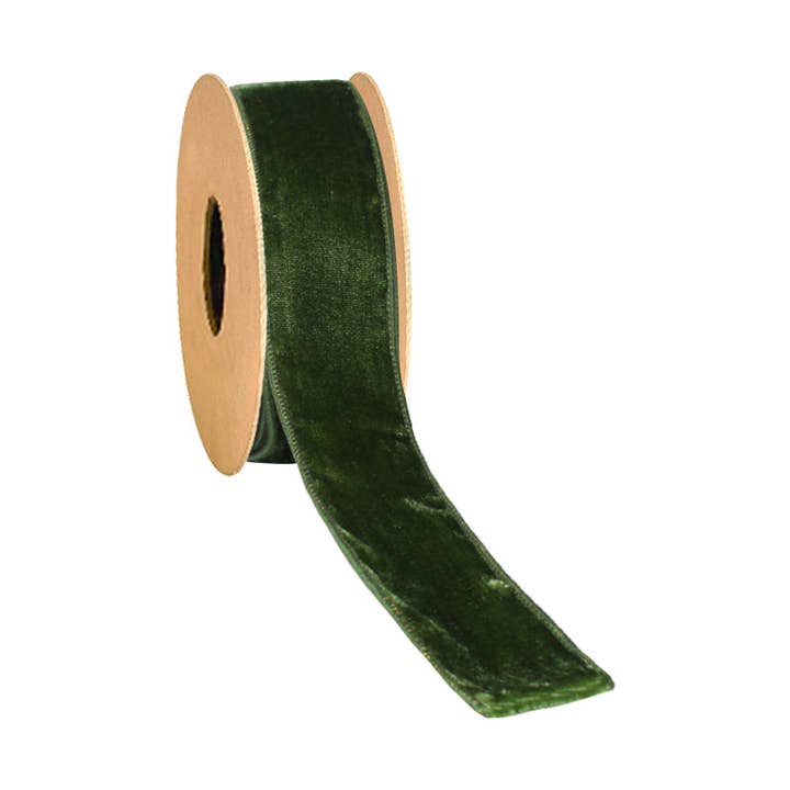 LA Ribbons Wholesale - Wholesale Ribbon – Gift wrapping - 2 1/2" Wired Premium Velvet Ribbon w/ Tissue Back | Green/Gold | 10 Yard Roll
1