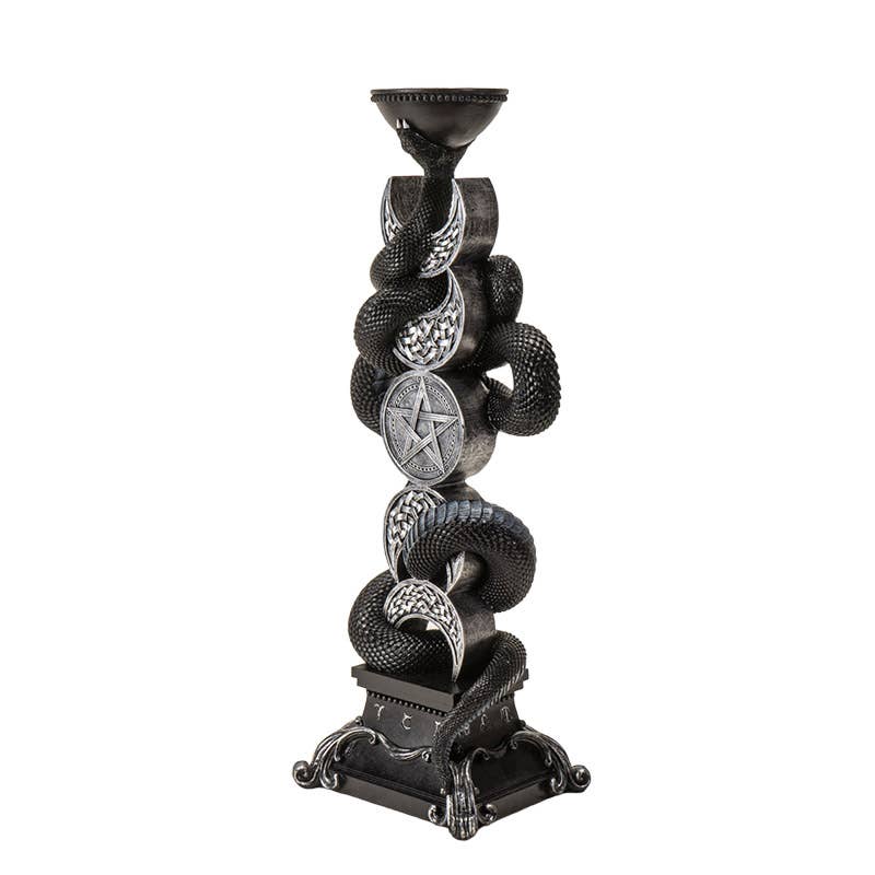 Pacific Trading - Wholesale Candle Holder - Triple Moon W/Black Serpent Candleholder4