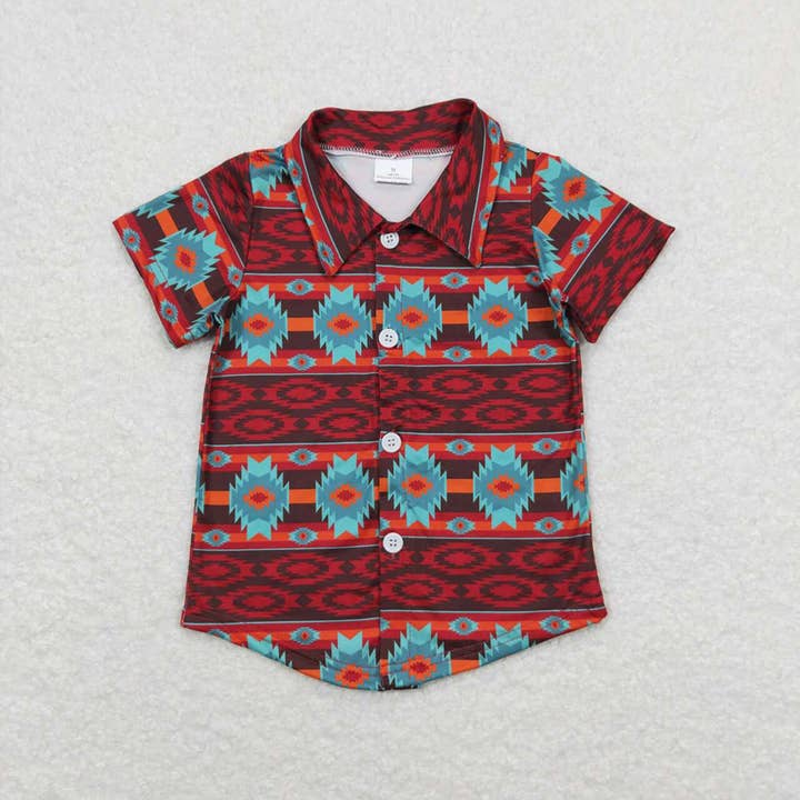 Aier Wholesale - Wholesale Button Down Shirt - Kids - Baby Boys Western Sibling Short Sleeve Buttons Tee Shirts Tops