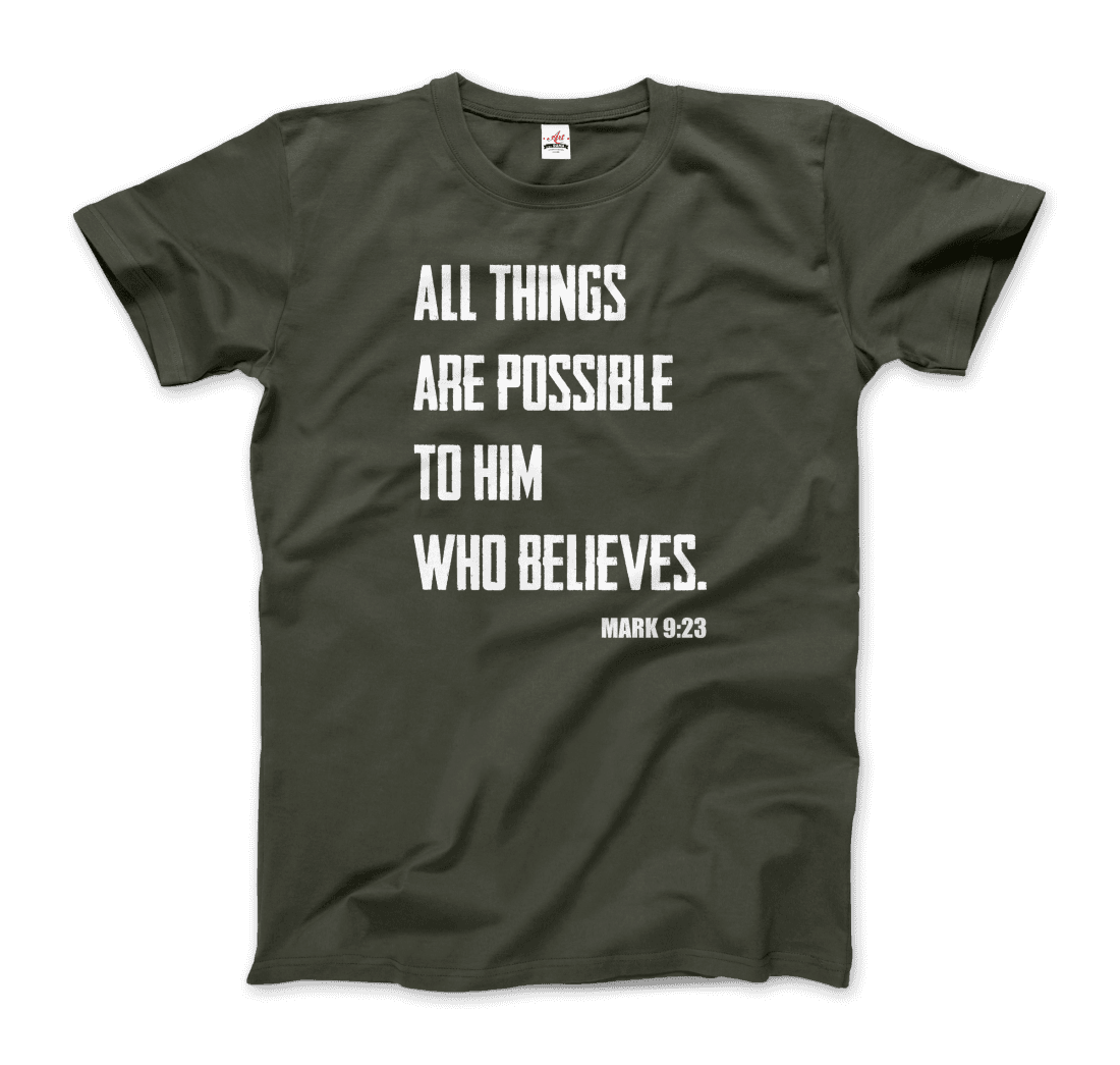 Art-O-Rama Shop - Wholesale Screen Printed T-Shirt - Women's - Biblical Quote - Mark 9:23 - All Things Are Possible T-Shirt14