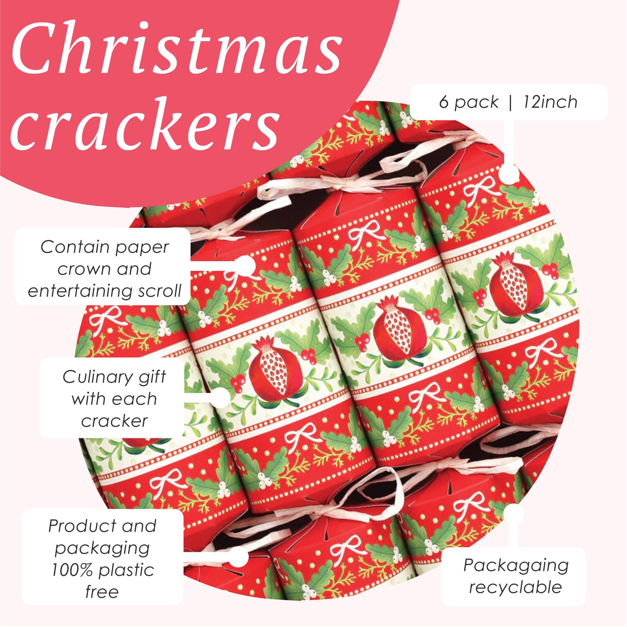 Talking Tables UK - Wholesale Christmas decoration - Folklore Red Christmas Crackers - 6 Pack2