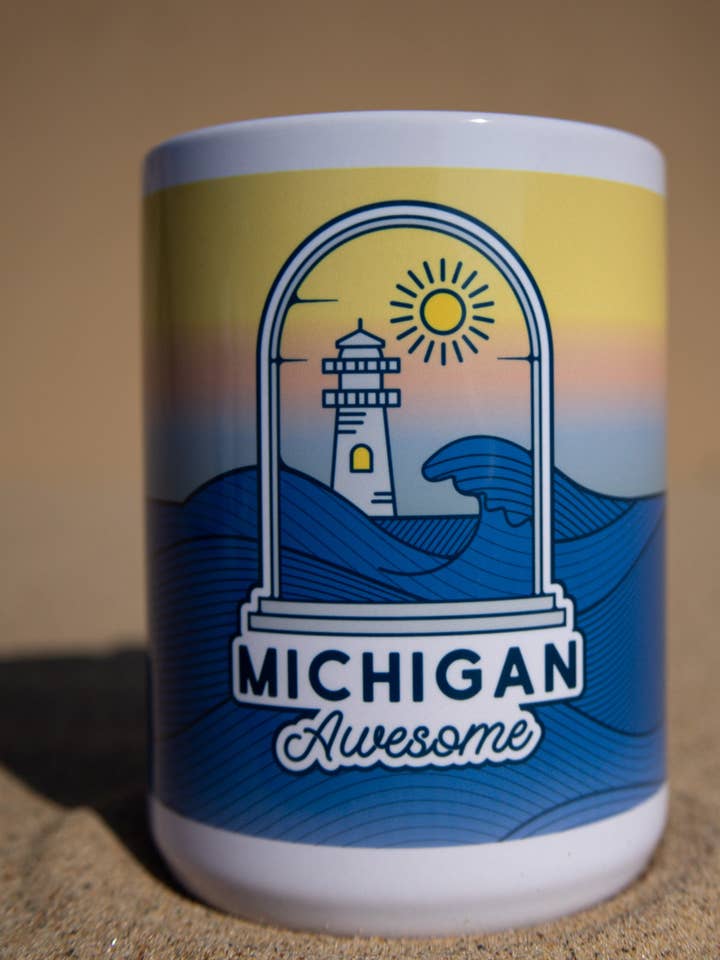 Michigan Awesome Lighthouse Mug for wholesale by Michigan Awesome