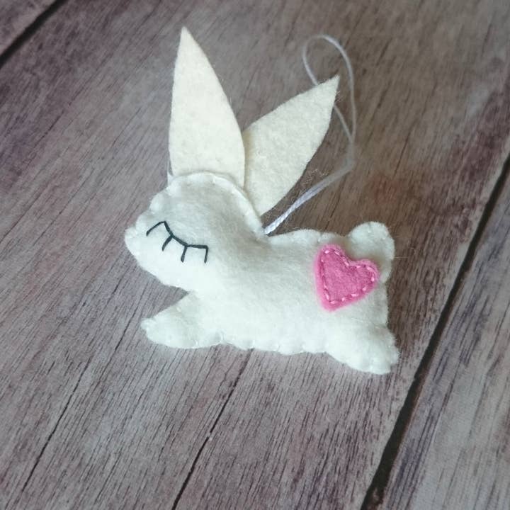 Felt bunny ornament, Easter treats, Spring ornaments for wholesale by Grab a Coffee