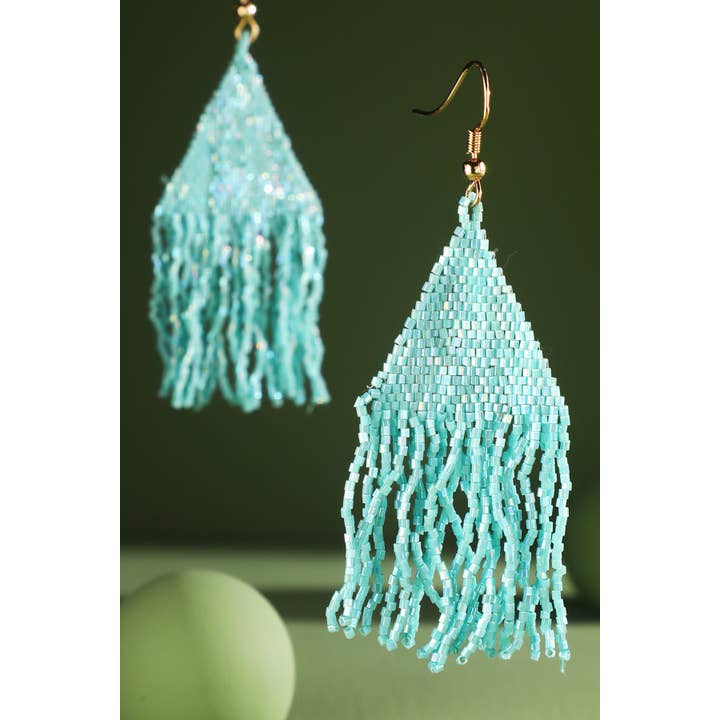 Urbanista - Wholesale Tassel Earrings - Seed Bead Triangle With Fringe Drop Earring 8