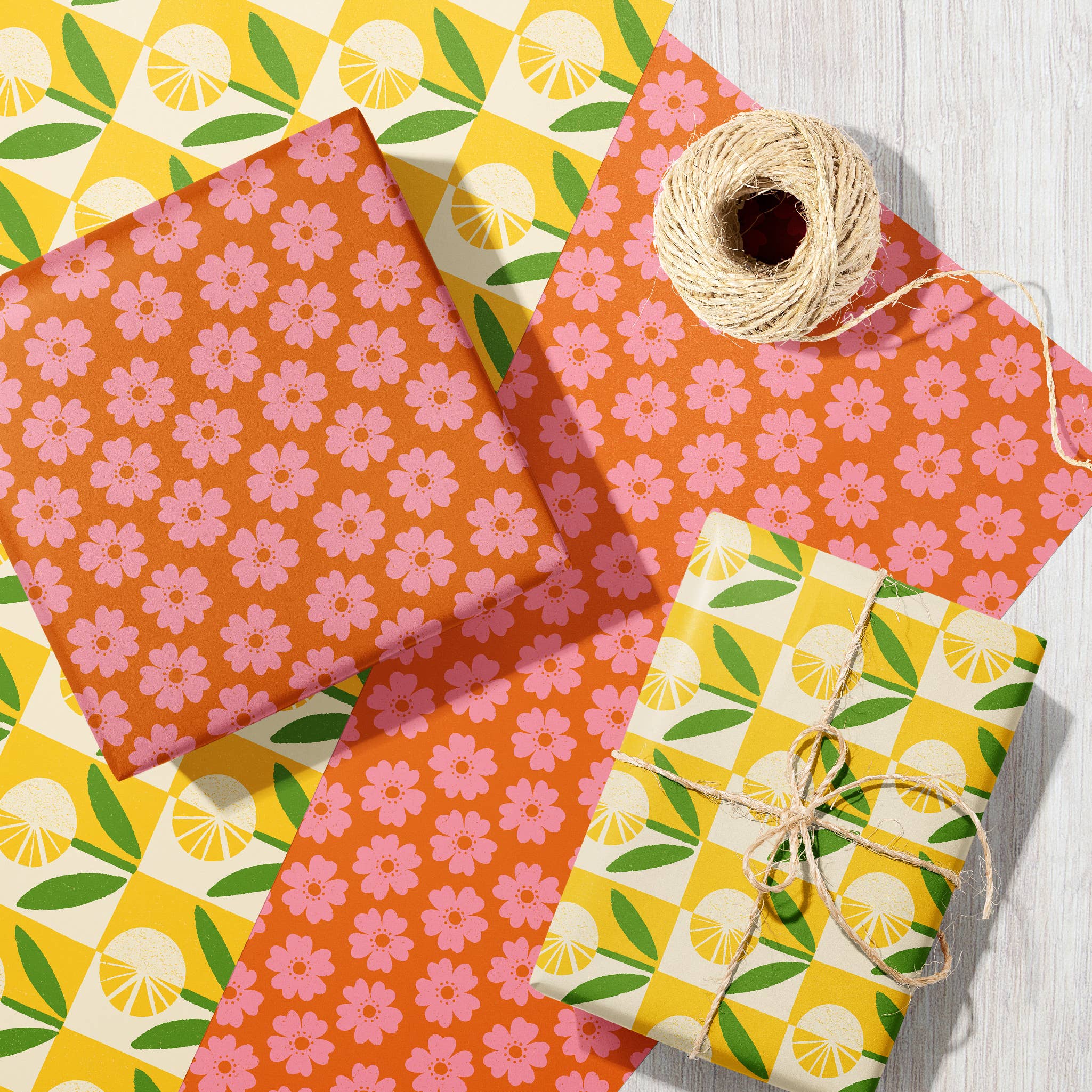 Bird & Co Studio - Wholesale Flat Wrap - Dandelion Wildflower | Modern-Retro Recycled Gift Wrap Paper2