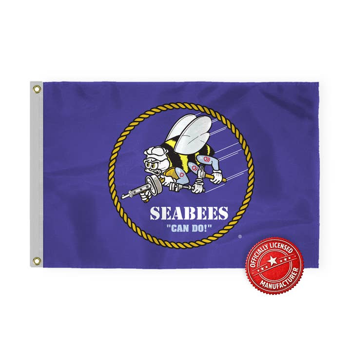 AGAS United States Navy Seabees Boat Flag 12x18 inch - Nylon for wholesale by AGAS MFG INC
