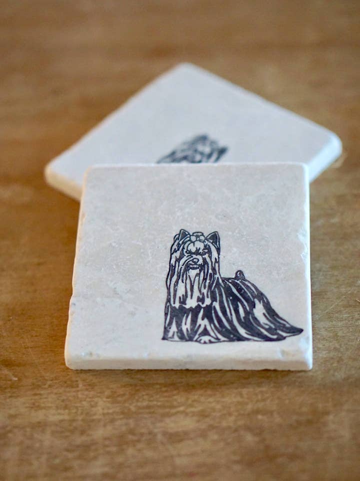 Yorkie Dog Marble Coaster for wholesale by Lace, Grace & Peonies Marble Coasters