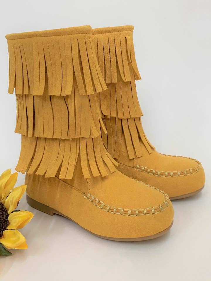 Yellow Fringe Boots By Liv and Mia for wholesale by Mia Belle Girls • Wholesale