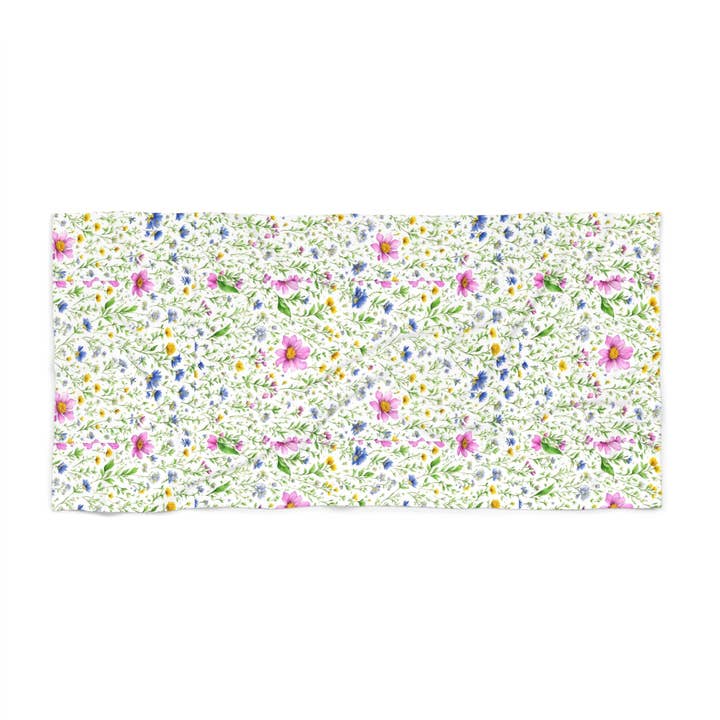 Beautiful wildflowers, luxurious, home, bathroom or Beach Towel, girly, pretty, different sizes by Art Essential for wholesale by Art Essential