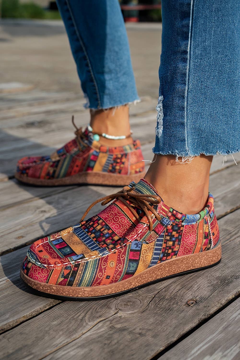 Little Daisy Closet - Wholesale Slip On Sneakers - Women's - LDC Western Leopard Faux Suede Lace-up Decor Slip On Shoes8