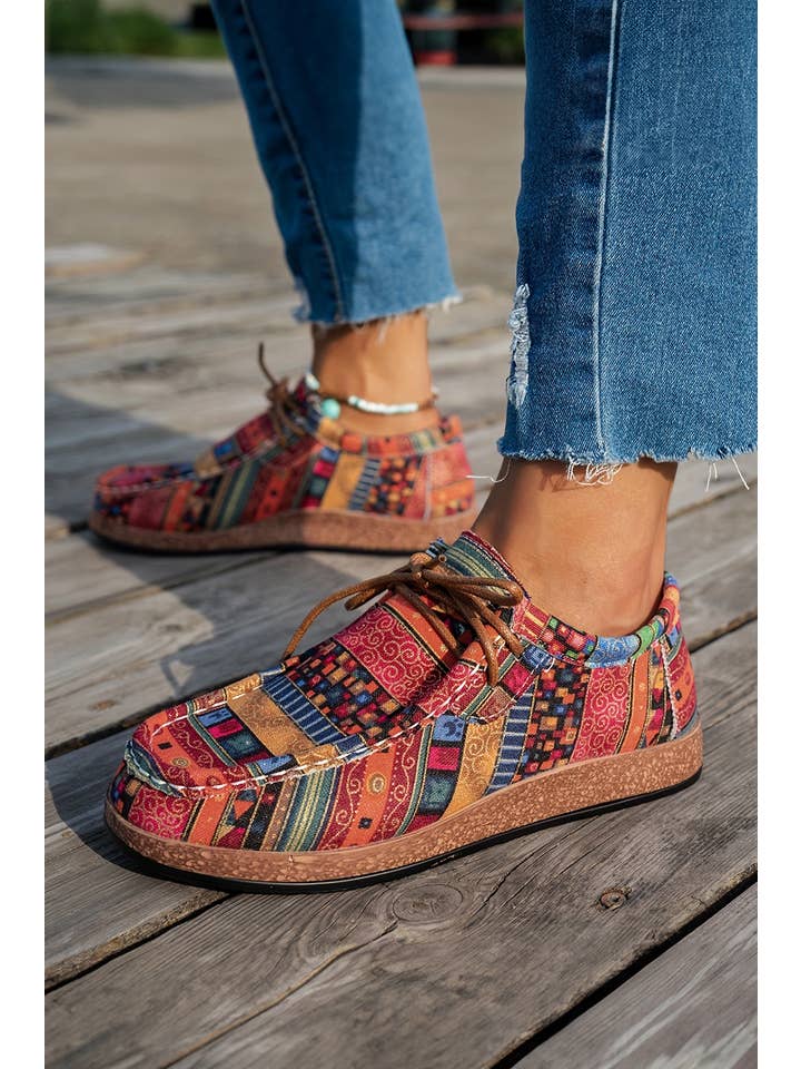 Little Daisy Closet - Wholesale Slip On Sneakers - Women's - LDC Western Leopard Faux Suede Lace-up Decor Slip On Shoes8