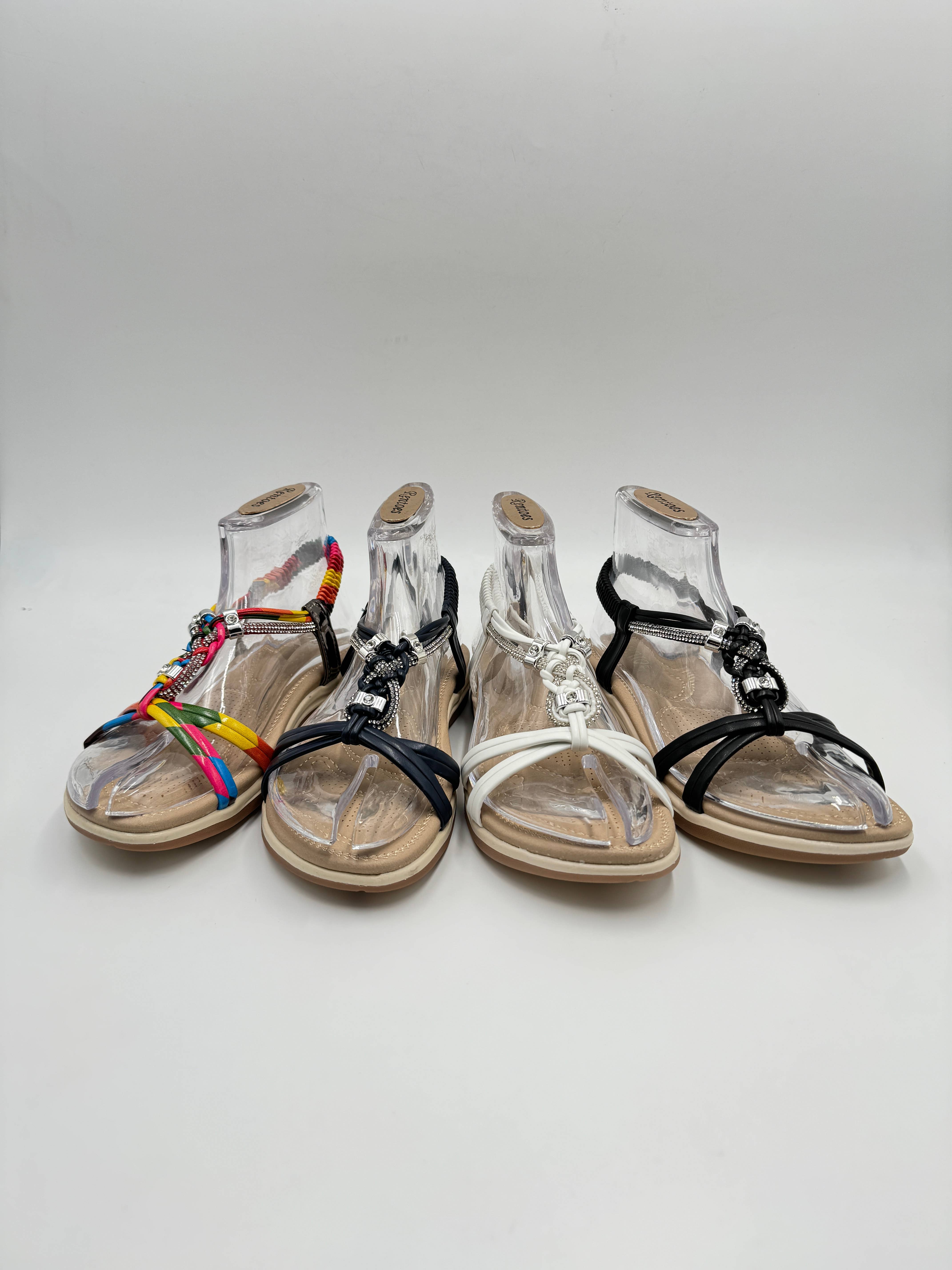 Rentoes – wholesale Sandals – Women's – Elegant Crystal Woven Summer Comfort Sandals V12009