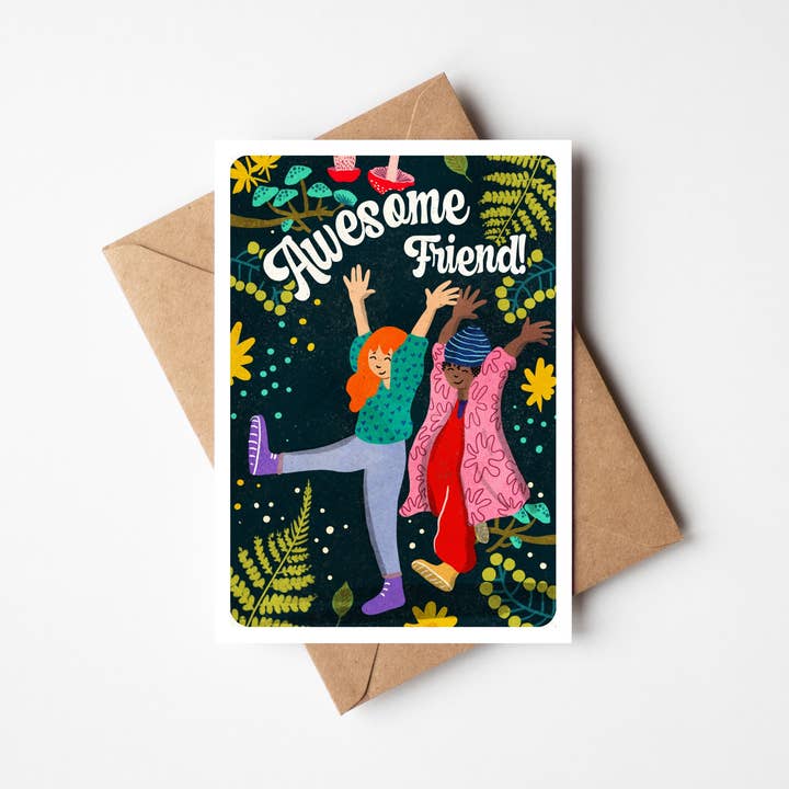 Awesome Friends Greetings Card for wholesale by Cake and Crayons