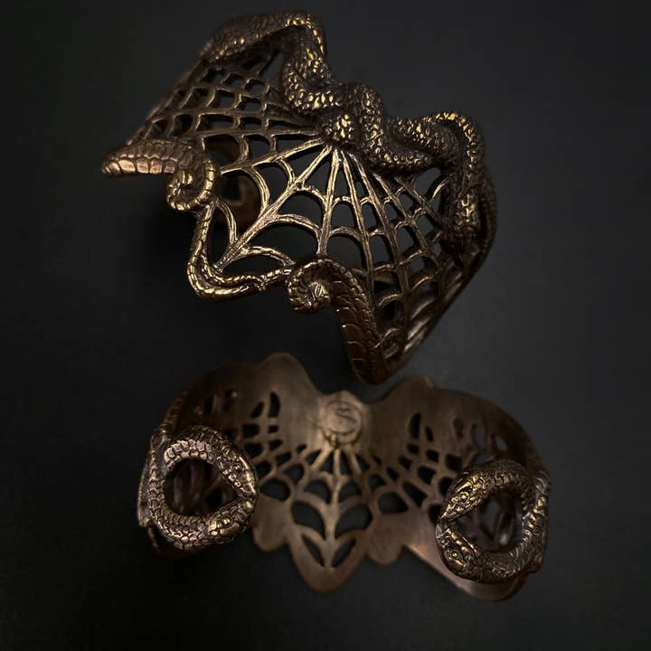 Miyu Decay - Wholesale Cuff Bracelet - Medusa's Lace Cuff in Brass and Sterling Silver5