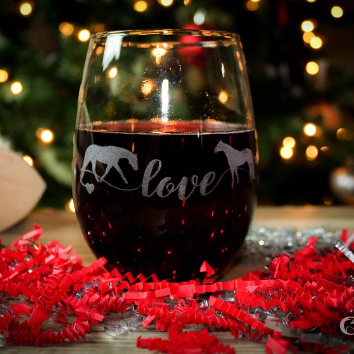 Classy Equine - Wholesale Wine Glass - Quarter Horse Love Stemless Wine Glass3