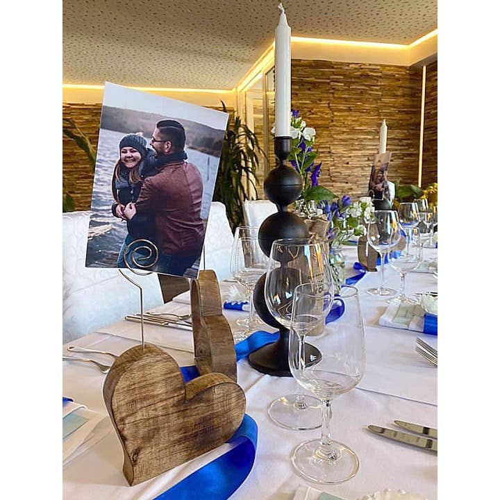 Voglrieder – wholesale Bildram – Voglrieder fotohållare och fotoklämma, 2-pack hjärtan i massivt mangoträ för bordsdekoration7