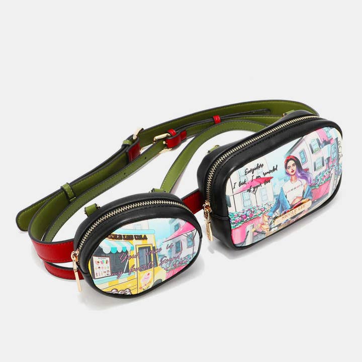 Beyond Apparel - Wholesale Belt Bag - Women's - Nicole Lee USA Double Pouch Fanny Pack