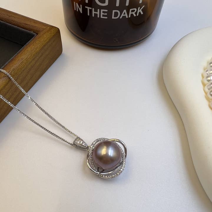 S925 Aubergine Perle Vedhæng Halskæde for engroshandel hos digsell