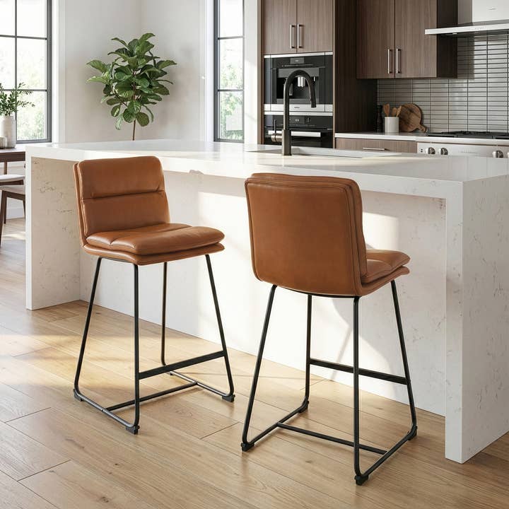 Set of 2 Aulani Upholstered Metal Frame Counter Stools for wholesale by Glamour Home