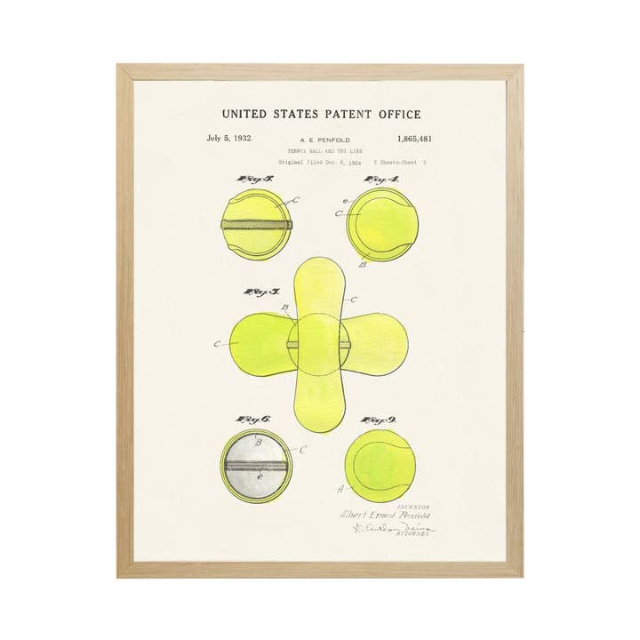 Tennis Ball Patent for wholesale by Antique Curiosities Inc