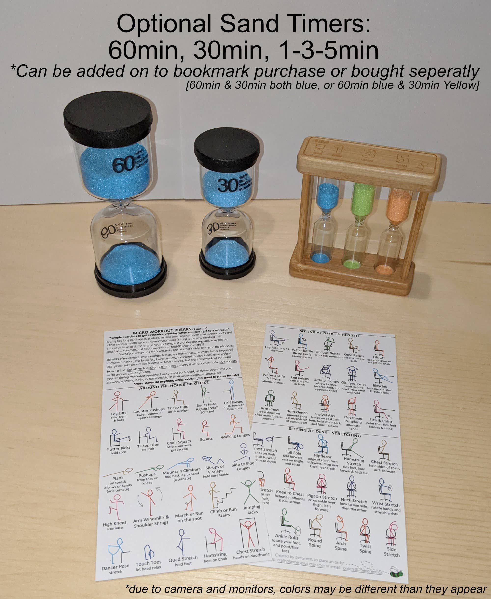 BeeGreen & CraftsPlannersPlus - Wholesale Bookmark - NEW~ Micro Workouts Bookmark - Keep Moving, 1minute workouts2