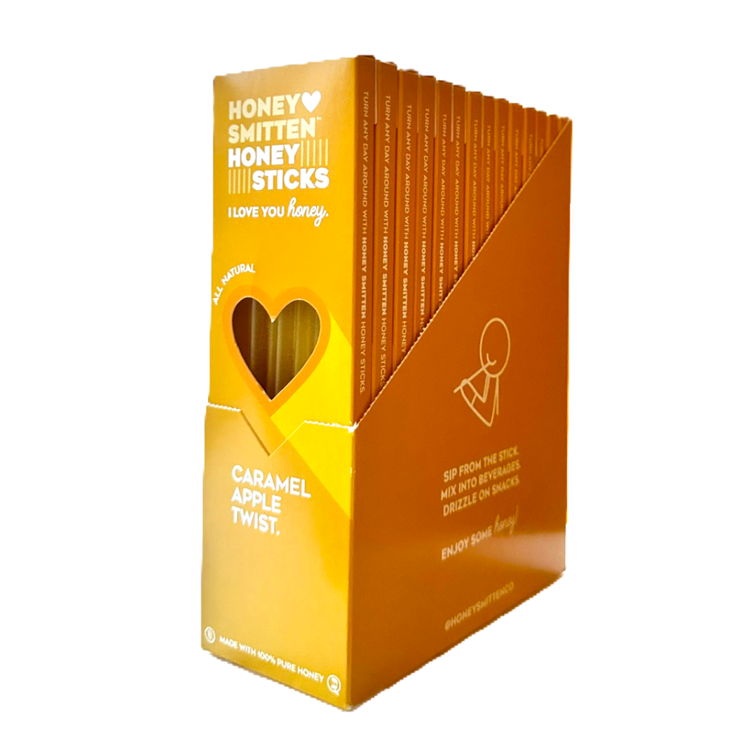 Honey Smitten - Wholesale Honey - Honey Sticks, CARAMEL APPLE TWIST. 14 units1