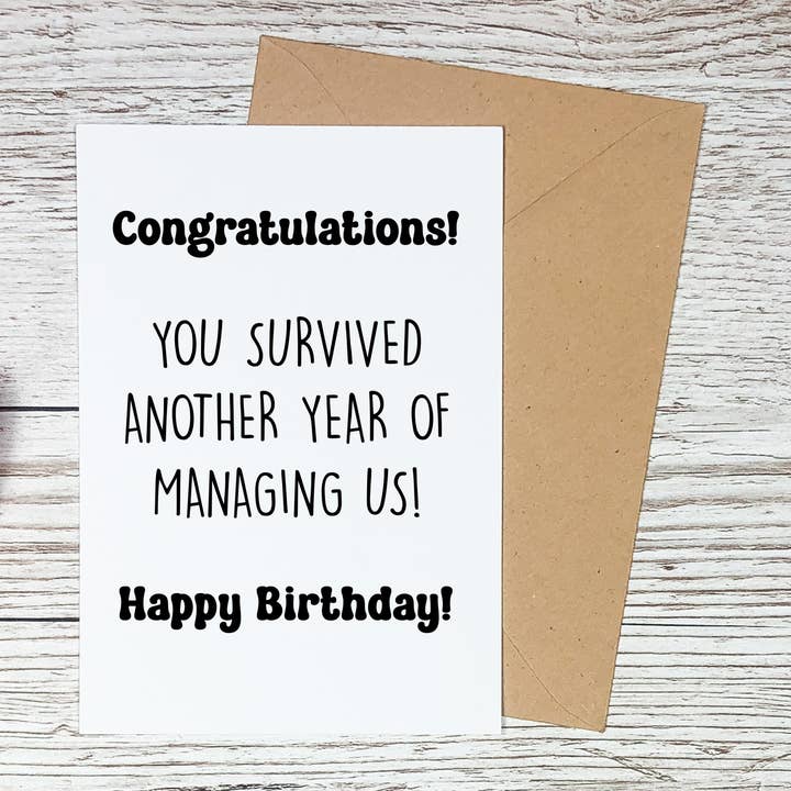 Sjove fødselsdagskort til chefen fra gruppen for engroshandel hos Sorry Not Sorry Co