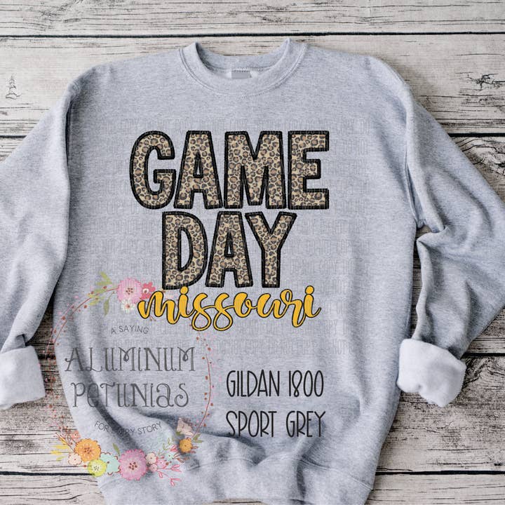 Aluminum Petunias - Wholesale Sweatshirt - Women's - Game Day Faux Embroidery Graphic Tee25