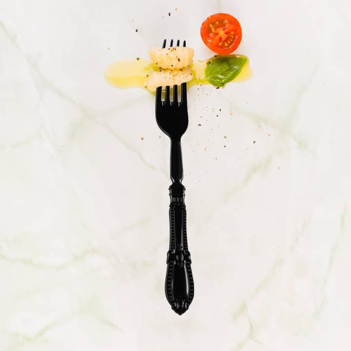 Smarty had a Party - Wholesale Disposable Tableware Pack - Black Baroque Disposable Plastic Dinner Forks - 20 pcs7