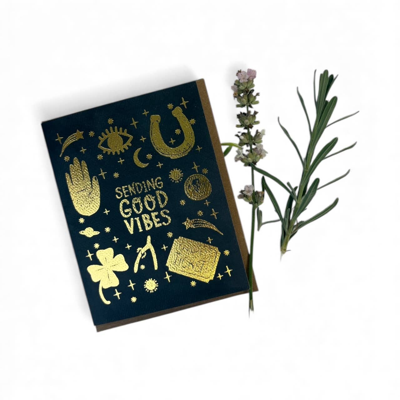 Wild Optimist - Wholesale Encouragement Card - Sending Good Vibes Goldfoil Greeting Card1