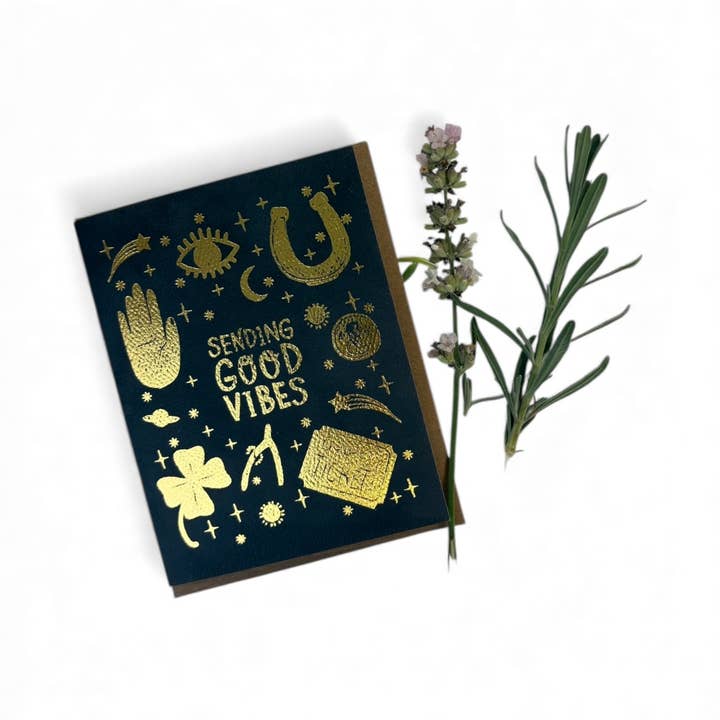 Wild Optimist - Wholesale Encouragement Card - Sending Good Vibes Goldfoil Greeting Card1