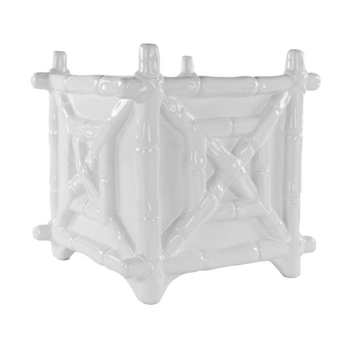 Ceramic Planter, Resort White (Bamboo) for wholesale by Lilly Pulitzer by Lifeguard Press