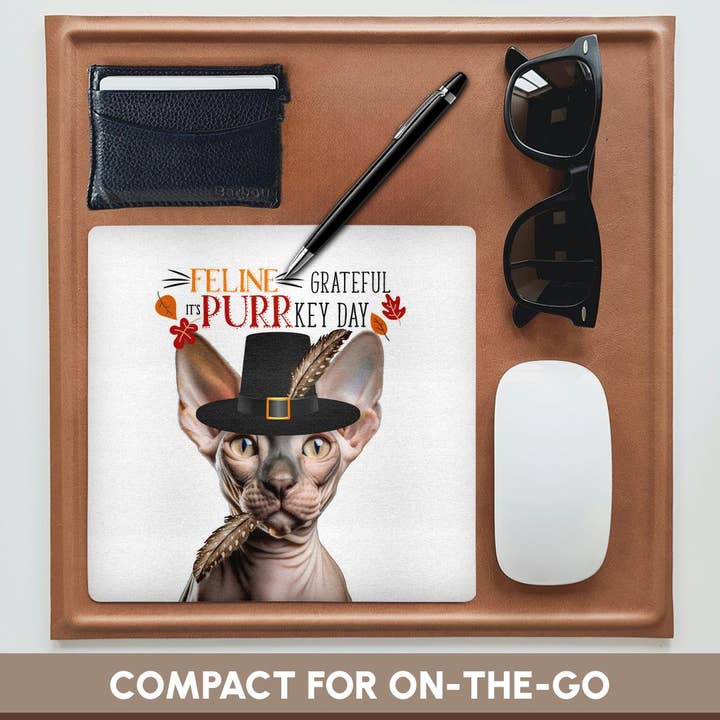 3dRose - Wholesale Mousepad/Trackpad - 3dRose, Adorable Sphynx Cat Loves Turkey Day for a Funny Thanksgiving Day, Mouse Pad