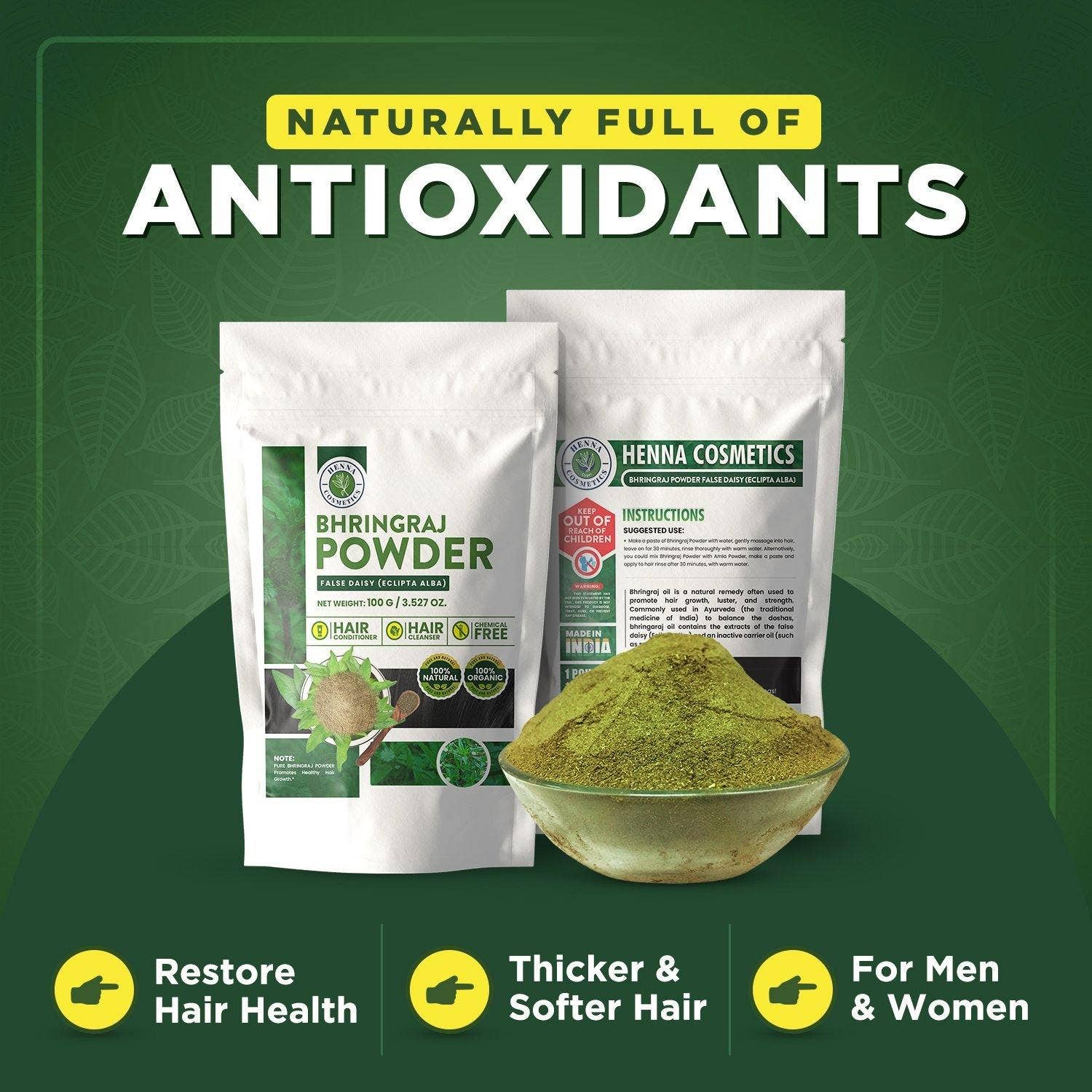 Henna Cosmetics Cypri - Wholesale Hair Conditioner - Bhringraj Powder or False Daisy (Eclipta Alba) | 100 Grams (3.5 Ounces)  | 100% Natural, Organic, Herbal Supplement, Hair Conditioner3