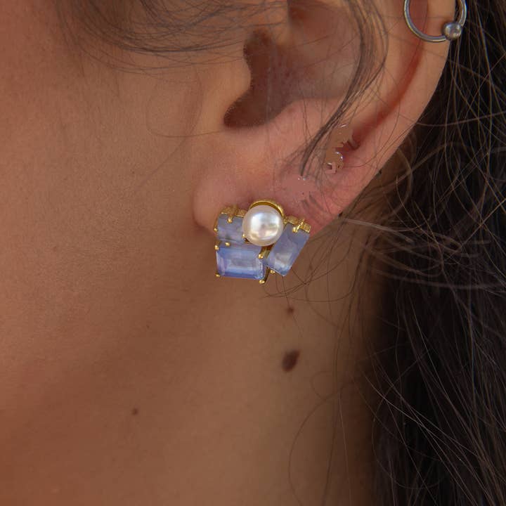 Tanzanite Luara Multi Stone Stud Earrings for wholesale on Faire