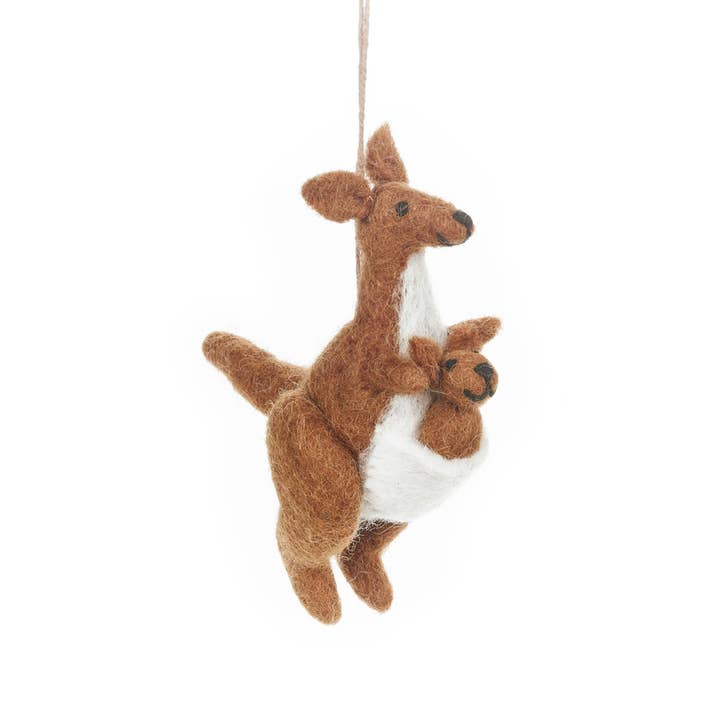 Felt So Good - Wholesale Ornament - Handmade Felt Kanga & Roo Hanging Kangaroo Decoration