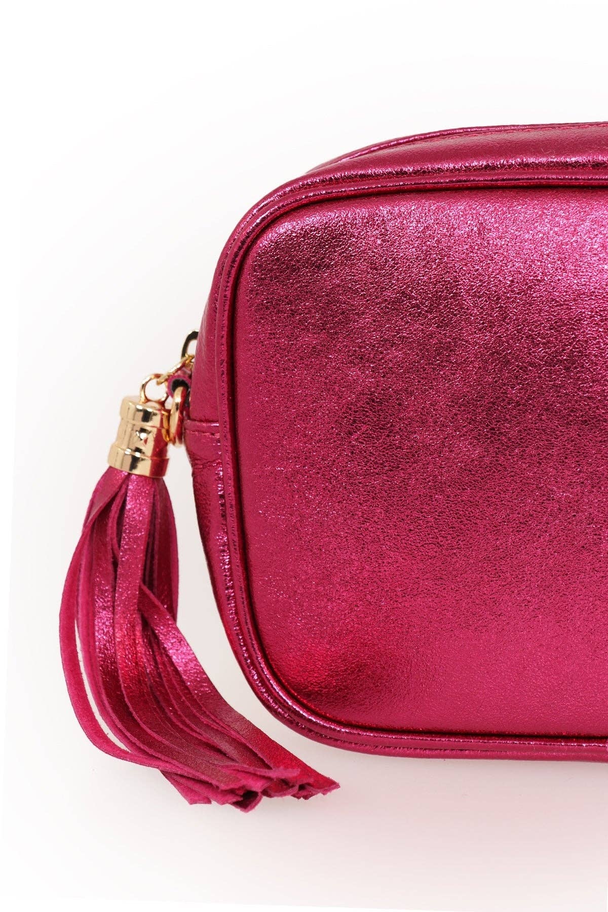 Sarta Pelle - Vente Sac à bandoulière – femme - Beau - Sac à bandoulière en cuir italien - Berry, métallisé2