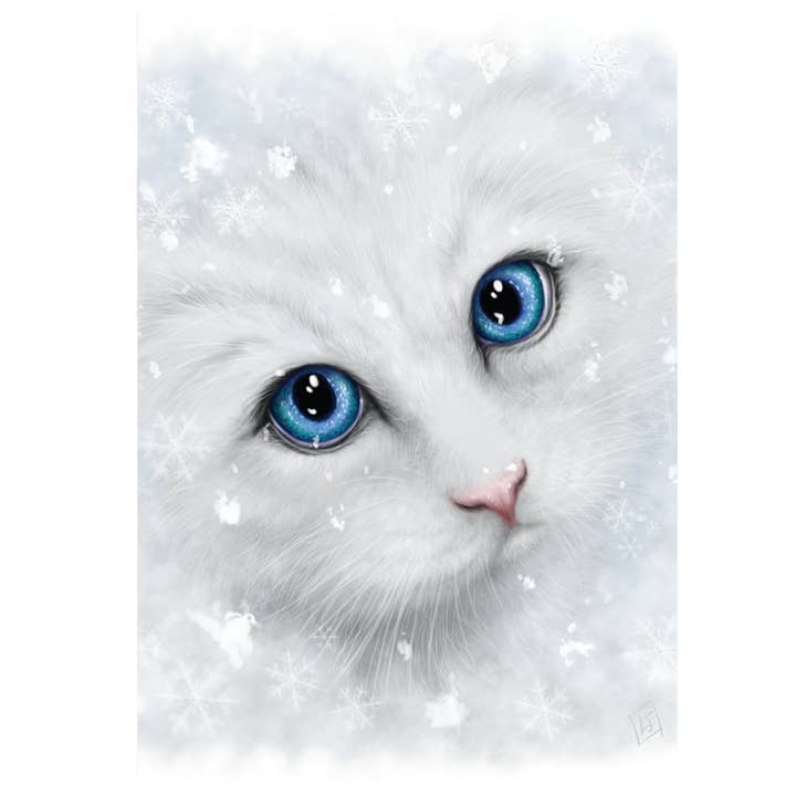 Winter Cat - Blank Greetings Card by SheBlackDragon for wholesale by Eastgate Resource